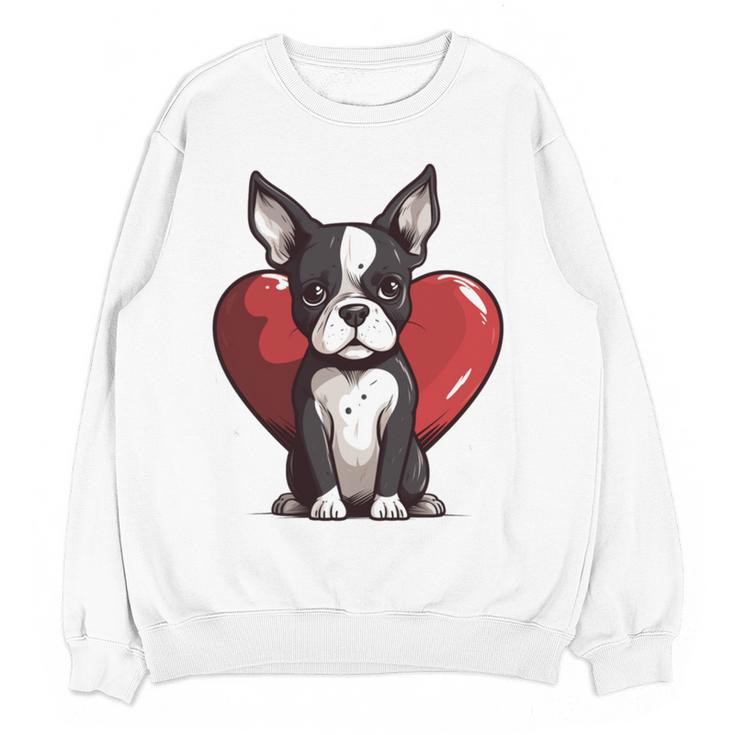 Boston Terrier Mom Dad Bostie Dog Lover Valentines Day Women Crewneck Sweatshirt, novelty gifts, funny gifts