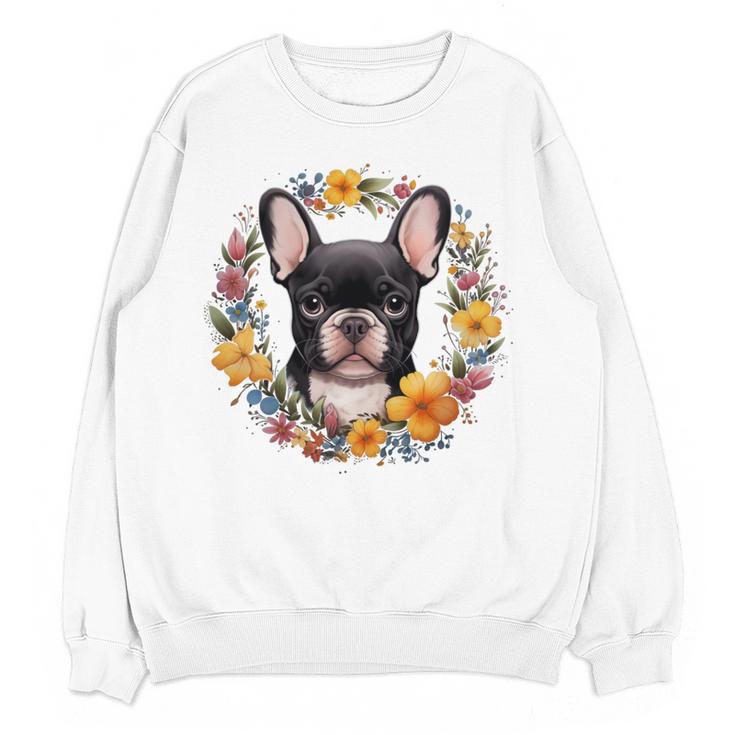 Boston Terrier Mom Floral Bostie Dog Lover Flowers Cute Women Crewneck Sweatshirt, novelty gifts, funny gifts