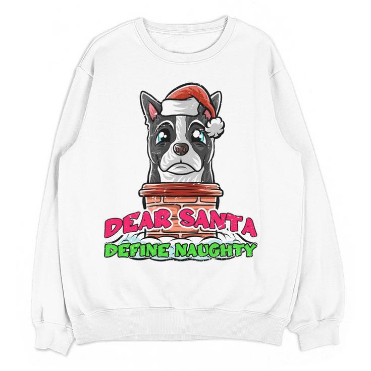 Boston Terrier Santa Claus Christmas Dog Women Crewneck Sweatshirt, novelty gifts, funny gifts
