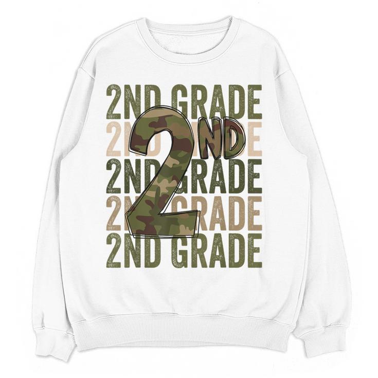 Camo Team 2nd Grade Squad Back To School Teacher Kids Boys Women Crewneck Sweatshirt, novelty gifts, funny gifts