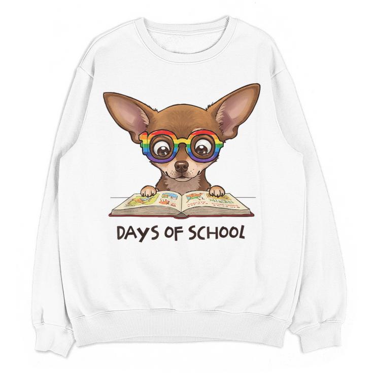 Chihuahua 100 Days Of School Rainbow Glasses Teacher Women Crewneck Sweatshirt, novelty gifts, funny gifts Chihuahua 100 Days Of School Rainbow Glasses Teacher Women Crewneck Sweatshirt, novelty gifts, funny gifts