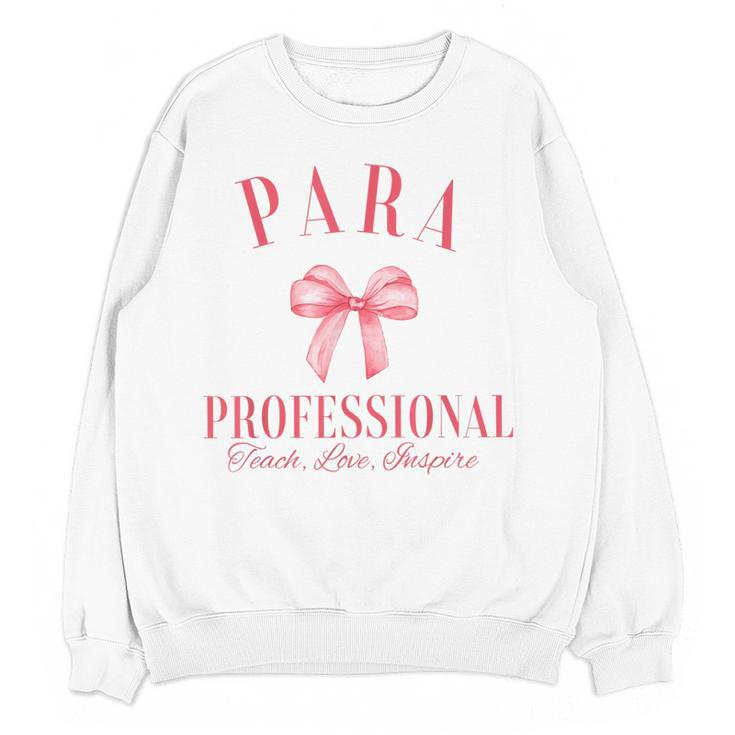 Coquette Bow Paraprofessional School Para Squad Teacher Aide Women Crewneck Sweatshirt, novelty gifts, funny gifts Coquette Bow Paraprofessional School Para Squad Teacher Aide Women Crewneck Sweatshirt, novelty gifts, funny gifts