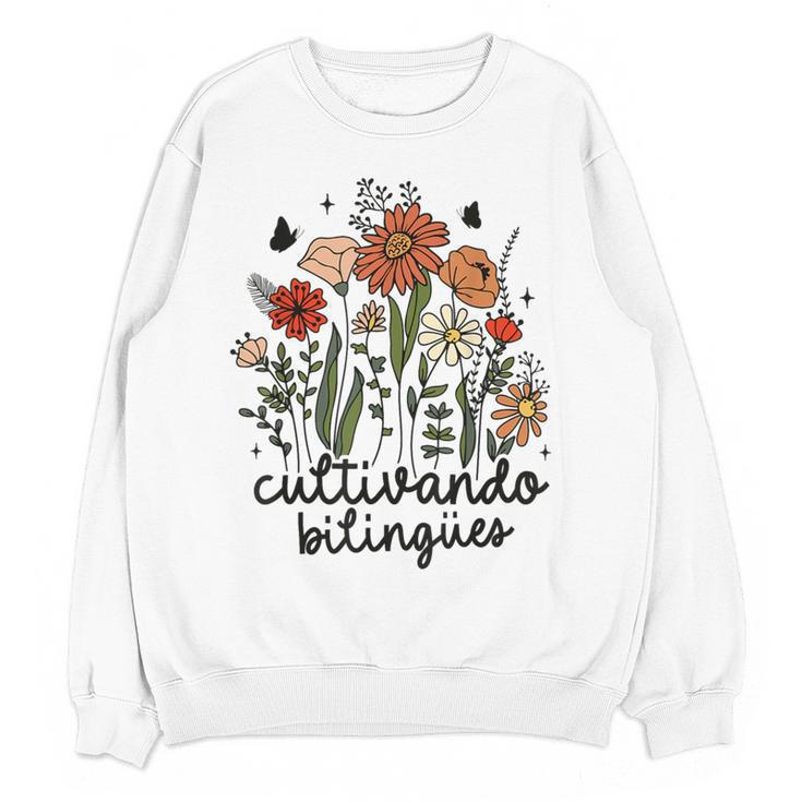 Cultivando Bilingues Dual Language Crew Bilingual Teacher Men Women Girls Kids Women Crewneck Sweatshirt, novelty gifts, funny gifts