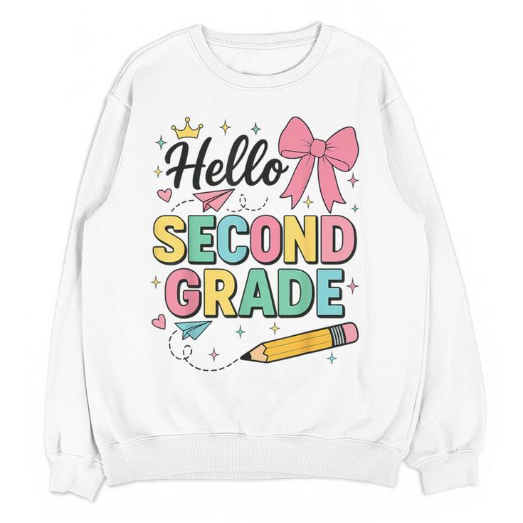 Cute Hello Second Grade Back To School Coquette Teacher Girl Women Crewneck Sweatshirt, novelty gifts, funny gifts Cute Hello Second Grade Back To School Coquette Teacher Girl Women Crewneck Sweatshirt, novelty gifts, funny gifts