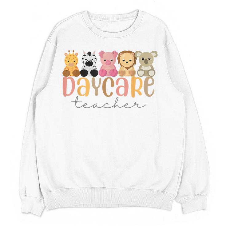 Daycare Teacher Animals Daycare Provider Back To School Women Crewneck Sweatshirt, novelty gifts, funny gifts