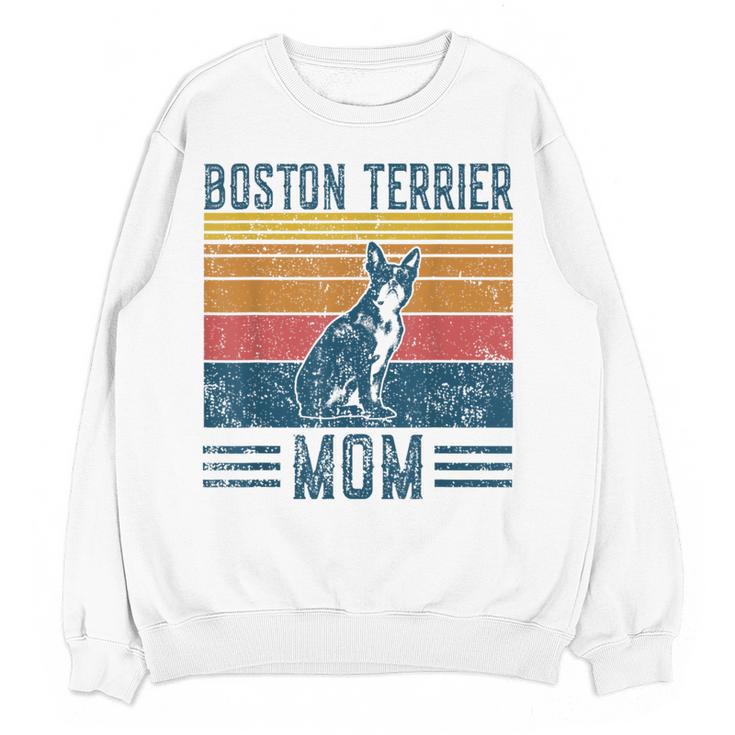 Dog Boston Terrier Mom Vintage Boston Terrier Mom Women Crewneck Sweatshirt, novelty gifts, funny gifts