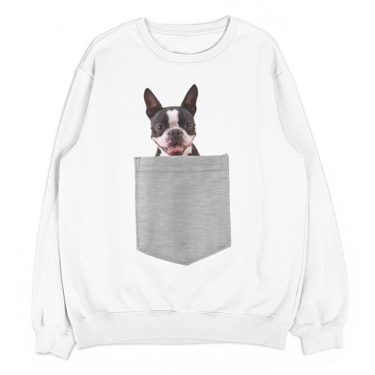 Dog In Your Pocket Boston Terrier For Men Women Girls Kids Women Crewneck Sweatshirt, novelty gifts, funny gifts