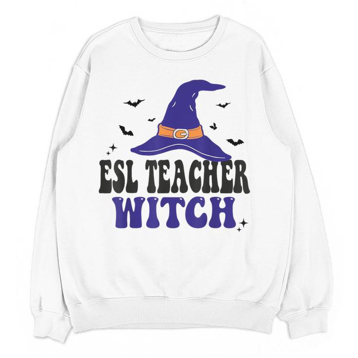 ESL Teacher Witch Halloween Matching Group Costume Women Crewneck Sweatshirt, novelty gifts, funny gifts