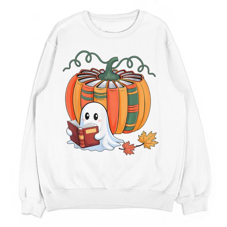 Fall Book Pumpkin Books Ghost Reading Halloween Teacher Women Crewneck Sweatshirt, novelty gifts, funny gifts Fall Book Pumpkin Books Ghost Reading Halloween Teacher Women Crewneck Sweatshirt, novelty gifts, funny gifts
