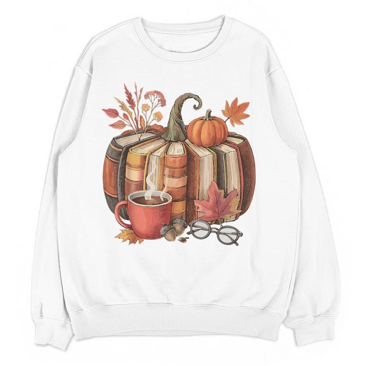 Fall Book Pumpkin Retro Reading Halloween Teacher Women Crewneck Sweatshirt, novelty gifts, funny gifts Fall Book Pumpkin Retro Reading Halloween Teacher Women Crewneck Sweatshirt, novelty gifts, funny gifts