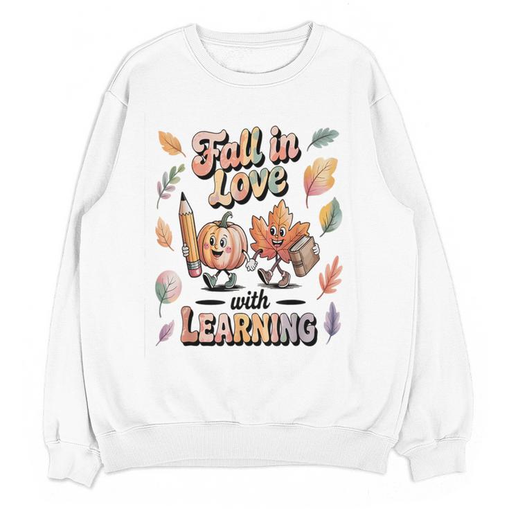 Fall In Love With Learning Teacher Autumn School Women Crewneck Sweatshirt, novelty gifts, funny gifts Fall In Love With Learning Teacher Autumn School Women Crewneck Sweatshirt, novelty gifts, funny gifts
