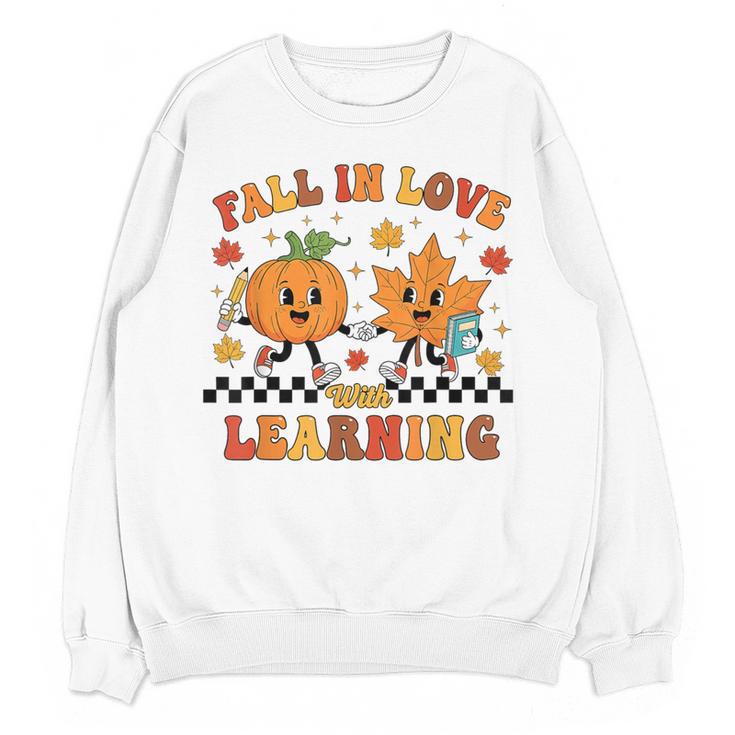 Fall In Love With Learning Teacher Student Autumn Pumpkin Women Crewneck Sweatshirt, novelty gifts, funny gifts Fall In Love With Learning Teacher Student Autumn Pumpkin Women Crewneck Sweatshirt, novelty gifts, funny gifts