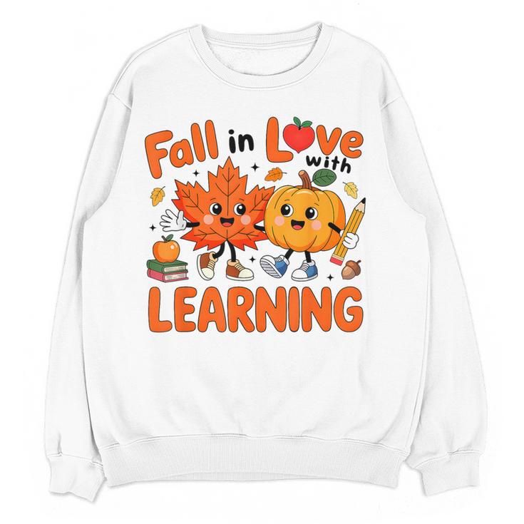 Fall In Love With Learning Thanksgiving Teacher Student Kids Women Crewneck Sweatshirt, novelty gifts, funny gifts Fall In Love With Learning Thanksgiving Teacher Student Kids Women Crewneck Sweatshirt, novelty gifts, funny gifts