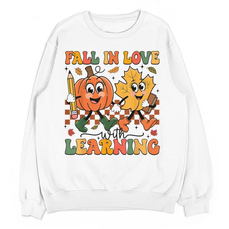 Fall In Love With Learning Thanksgiving Teacher Student Women Crewneck Sweatshirt, novelty gifts, funny gifts Fall In Love With Learning Thanksgiving Teacher Student Women Crewneck Sweatshirt, novelty gifts, funny gifts