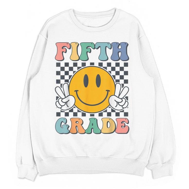 Fifth Grade Team Teachers Boys Girls Retro Smile 5th Grade Women Crewneck Sweatshirt, novelty gifts, funny gifts