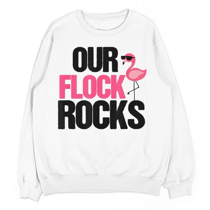 Our Flock Rocks Flamingo Mother's Day Teacher Women Crewneck Sweatshirt, novelty gifts, funny gifts Our Flock Rocks Flamingo Mother's Day Teacher Women Crewneck Sweatshirt, novelty gifts, funny gifts