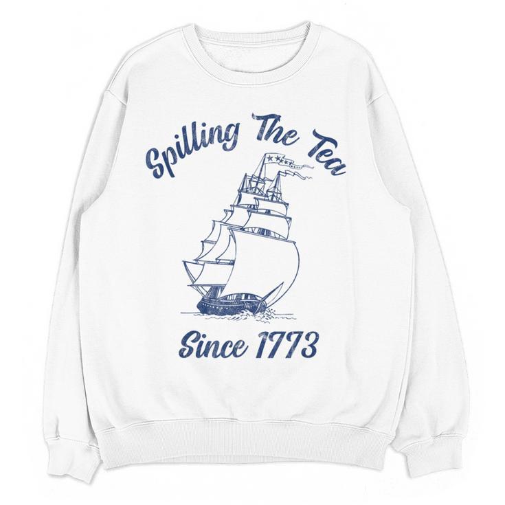 Fun 4th Of July Spilling The Tea Since 1773 History Teacher Women Crewneck Sweatshirt, novelty gifts, funny gifts Fun 4th Of July Spilling The Tea Since 1773 History Teacher Women Crewneck Sweatshirt, novelty gifts, funny gifts
