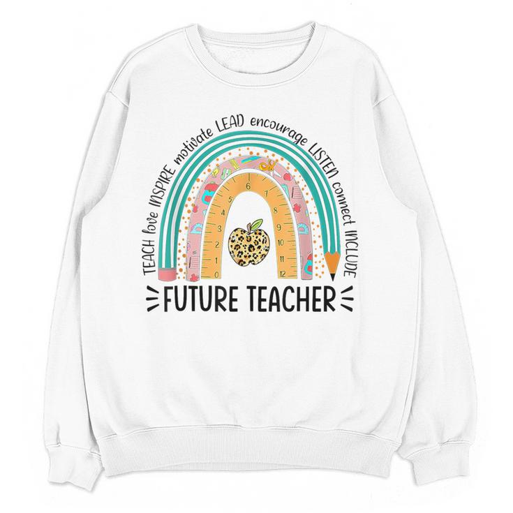 Future Teacher Cute Rainbow Leopard Teacher Outfit For Men Women Girls Kids Women Crewneck Sweatshirt, novelty gifts, funny gifts Future Teacher Cute Rainbow Leopard Teacher Outfit For Men Women Girls Kids Women Crewneck Sweatshirt, novelty gifts, funny gifts