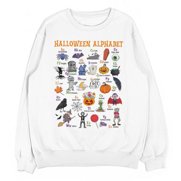 Halloween Alphabet ABCs Learning Kindergarten Teacher Women Crewneck Sweatshirt, novelty gifts, funny gifts Halloween Alphabet ABCs Learning Kindergarten Teacher Women Crewneck Sweatshirt, novelty gifts, funny gifts