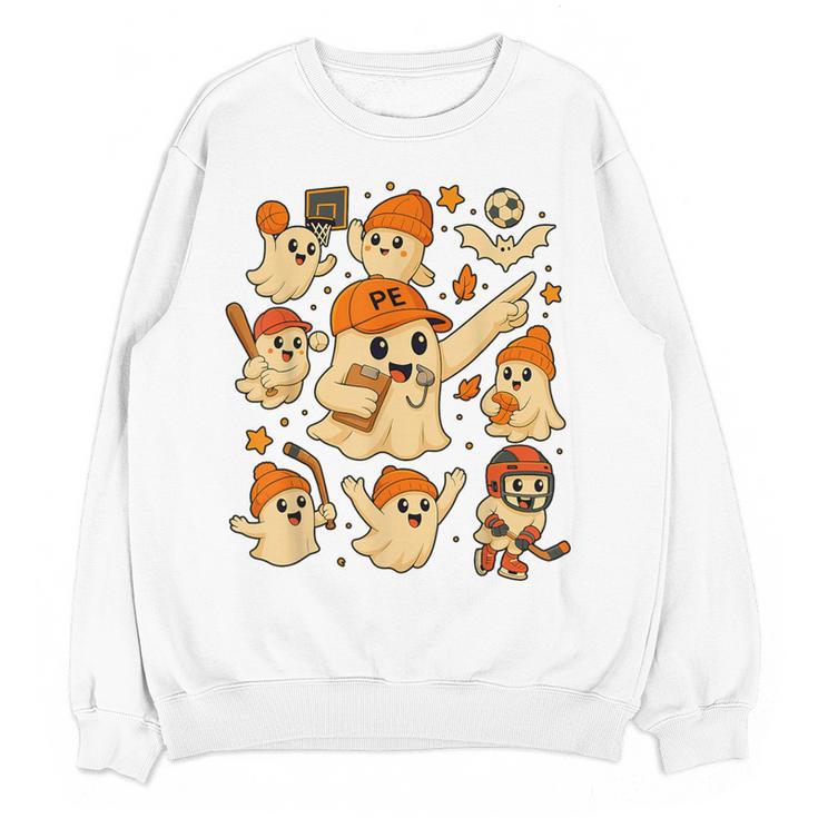 Halloween PE Teacher Costume Ghost Physical Education Women Crewneck Sweatshirt, novelty gifts, funny gifts Halloween PE Teacher Costume Ghost Physical Education Women Crewneck Sweatshirt, novelty gifts, funny gifts