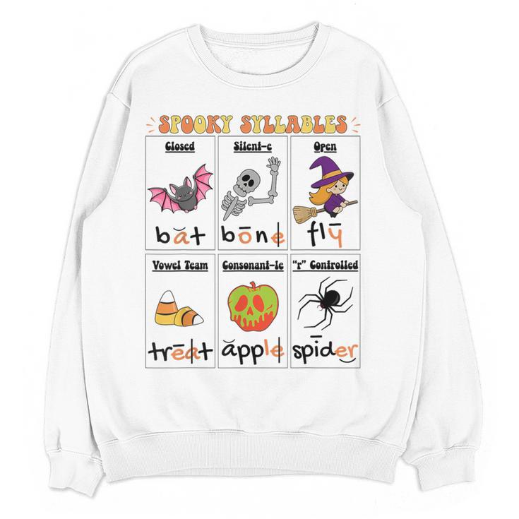 Halloween Reading Spooky Syllables Teacher Vintage Women Crewneck Sweatshirt, novelty gifts, funny gifts