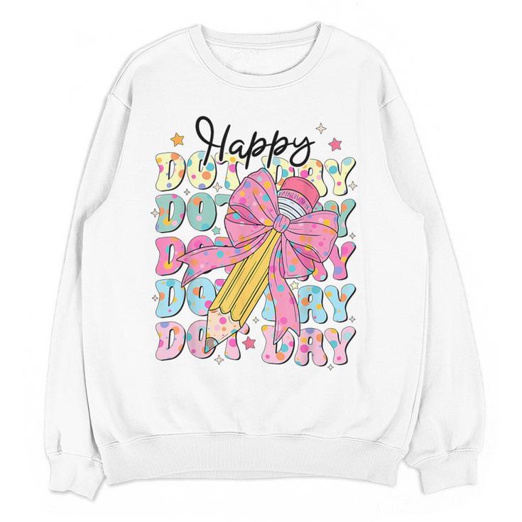 Happy Dot Day 2025 Coquette Bow Teachers Kids Boys Girls Women Crewneck Sweatshirt, novelty gifts, funny gifts