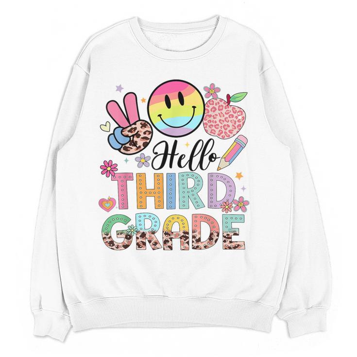 Hello 3rd Grade Boy Girl Teacher Back To School 3rd Grade Women Crewneck Sweatshirt, novelty gifts, funny gifts