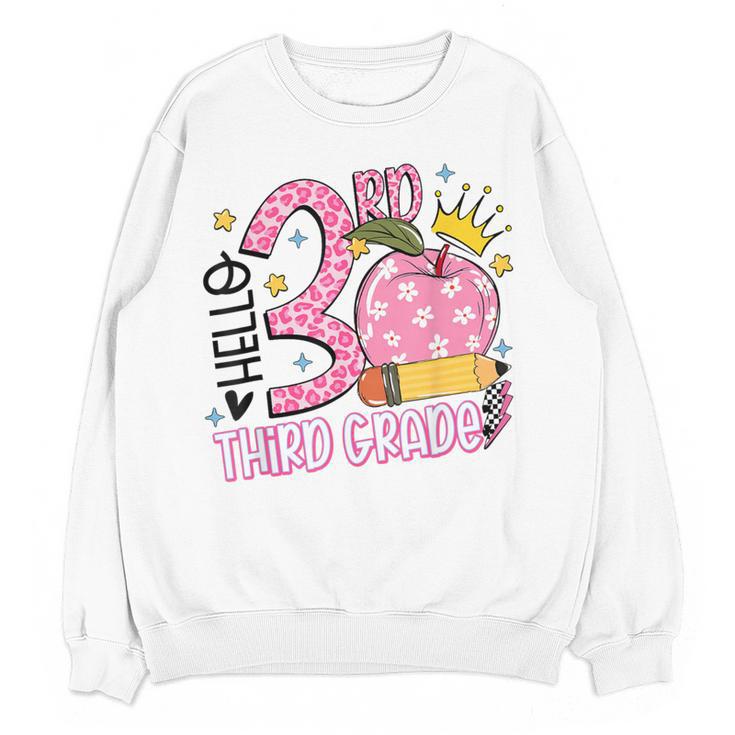 Hello 3rd Third Grade Back To School Pink Leopard Teacher Women Crewneck Sweatshirt, novelty gifts, funny gifts Hello 3rd Third Grade Back To School Pink Leopard Teacher Women Crewneck Sweatshirt, novelty gifts, funny gifts