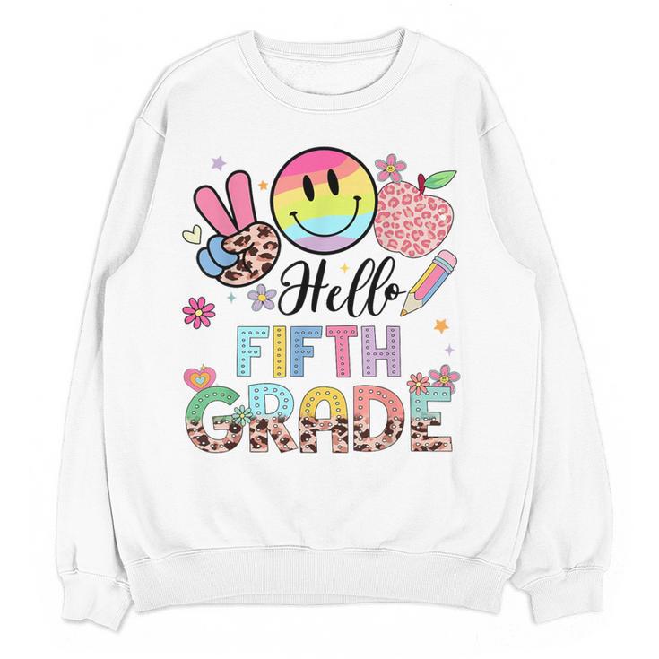 Hello 5th Grade Boy Girl Teacher Back To School 5th Grade Women Crewneck Sweatshirt, novelty gifts, funny gifts
