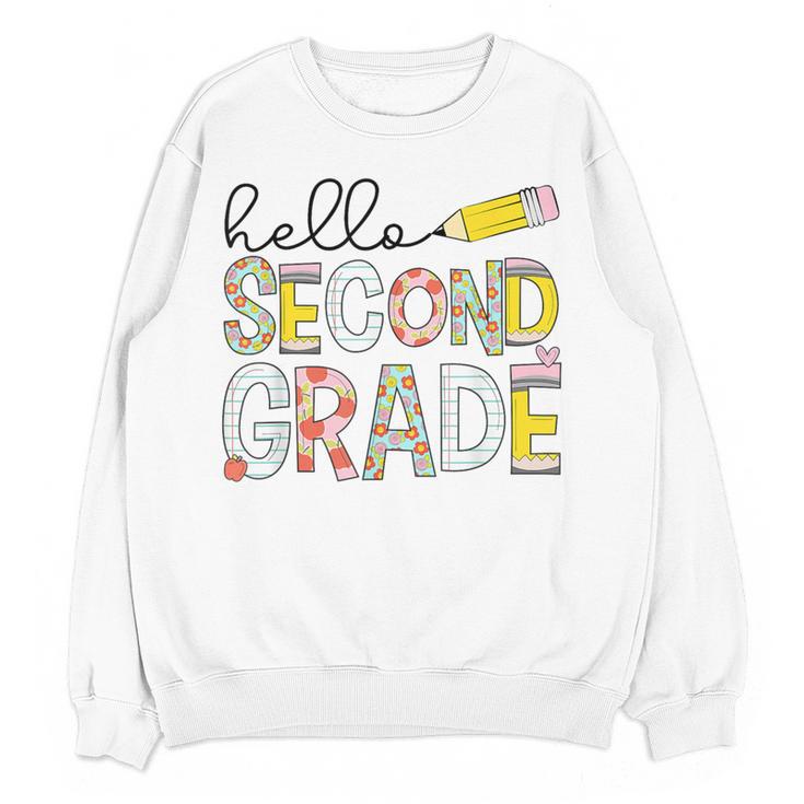 Hello Second Grade Team 2nd Grade Back To School Teacher Kid Women Crewneck Sweatshirt, novelty gifts, funny gifts