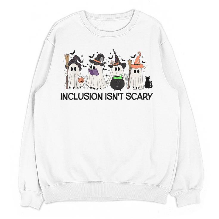 Inclusion Isn't Scary Boo Ghost Halloween Sped Teacher Women Crewneck Sweatshirt, novelty gifts, funny gifts Inclusion Isn't Scary Boo Ghost Halloween Sped Teacher Women Crewneck Sweatshirt, novelty gifts, funny gifts