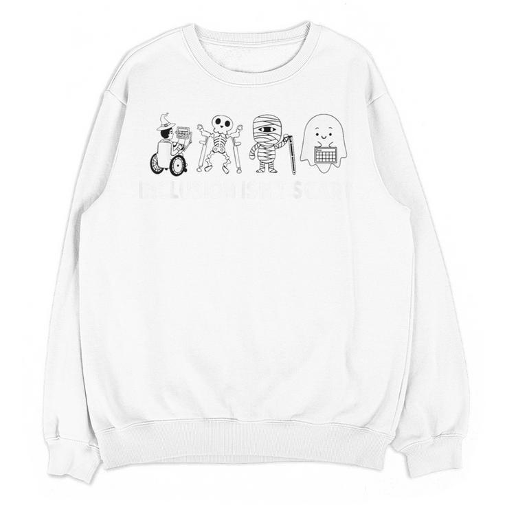 Inclusion Isn't Scary Halloween SLP Sped Teacher Unity Day Women Crewneck Sweatshirt, novelty gifts, funny gifts Inclusion Isn't Scary Halloween SLP Sped Teacher Unity Day Women Crewneck Sweatshirt, novelty gifts, funny gifts