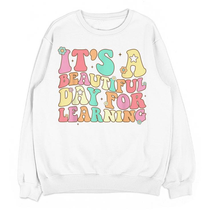 It's Beautiful Day For Learning Retro Teacher Students Women Women Crewneck Sweatshirt, novelty gifts, funny gifts It's Beautiful Day For Learning Retro Teacher Students Women Women Crewneck Sweatshirt, novelty gifts, funny gifts