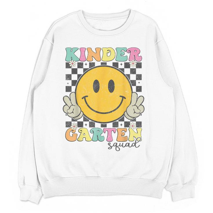 Kindergarten Squad Smile Face Teachers Kids Back To School Women Crewneck Sweatshirt, novelty gifts, funny gifts Kindergarten Squad Smile Face Teachers Kids Back To School Women Crewneck Sweatshirt, novelty gifts, funny gifts