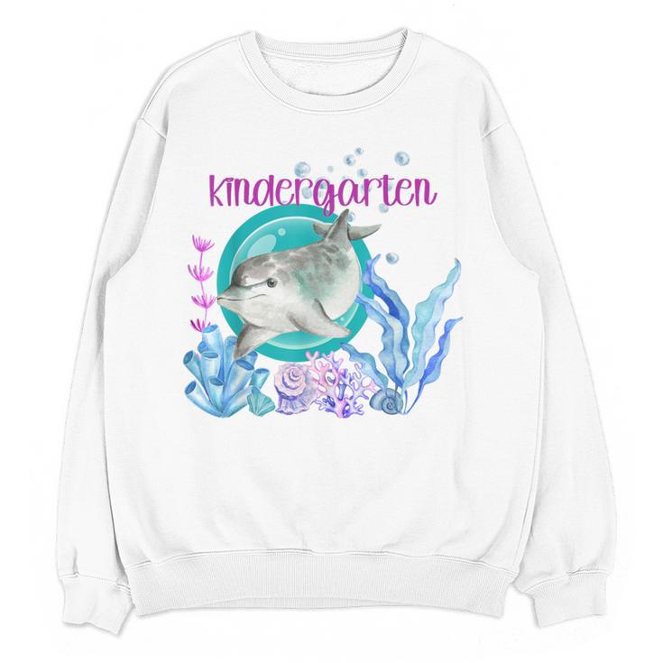Kindergarten Teacher Dolphin Ocean Life Teaching Team Spirit Women Crewneck Sweatshirt, novelty gifts, funny gifts