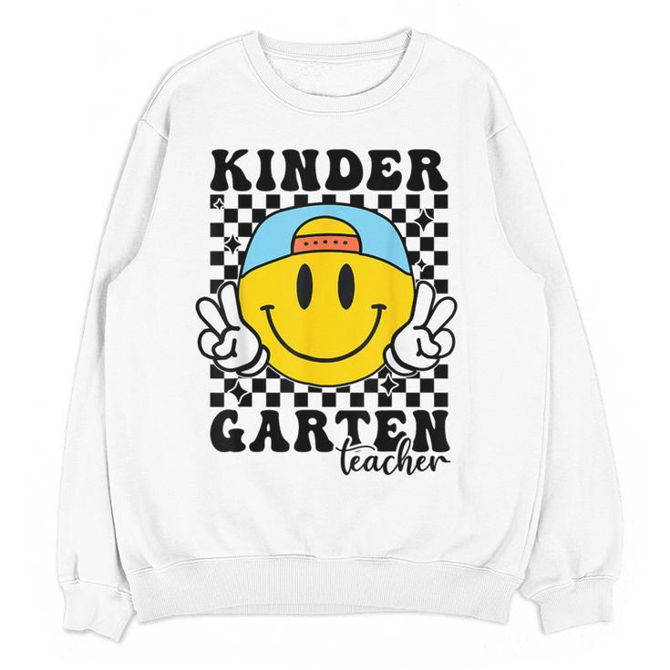 Kindergarten Teacher Hippie Smile Face Back School Women Crewneck Sweatshirt, novelty gifts, funny gifts Kindergarten Teacher Hippie Smile Face Back School Women Crewneck Sweatshirt, novelty gifts, funny gifts