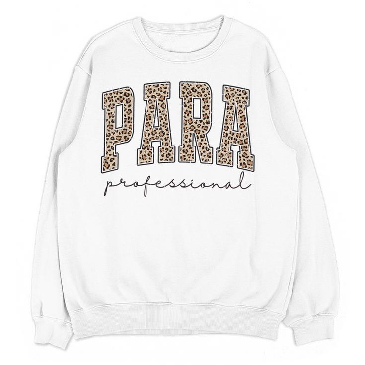 Leopard Paraprofessional Back To School Para Squad Teacher Women Crewneck Sweatshirt, novelty gifts, funny gifts