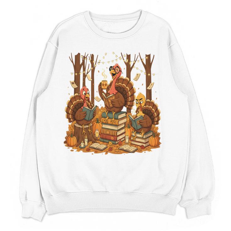 Librarian Turkey Reading Book Fall Thanksgiving Teacher Book Women Crewneck Sweatshirt, novelty gifts, funny gifts Librarian Turkey Reading Book Fall Thanksgiving Teacher Book Women Crewneck Sweatshirt, novelty gifts, funny gifts