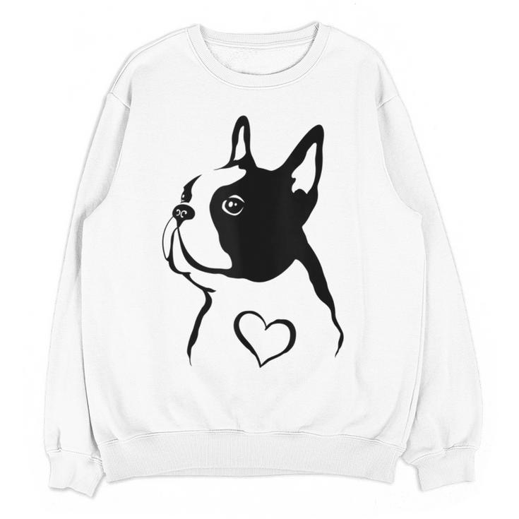 I Love My Boston Terrier Dog With Heart Women Crewneck Sweatshirt, novelty gifts, funny gifts