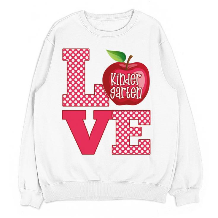 Love Kindergarten Cute Apple School Teacher Women Crewneck Sweatshirt, novelty gifts, funny gifts Love Kindergarten Cute Apple School Teacher Women Crewneck Sweatshirt, novelty gifts, funny gifts