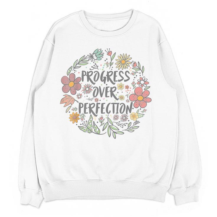 Motivational Progress Over Perfection Back To School Teacher Women Crewneck Sweatshirt, novelty gifts, funny gifts Motivational Progress Over Perfection Back To School Teacher Women Crewneck Sweatshirt, novelty gifts, funny gifts