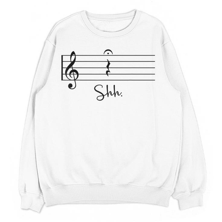 Music Notes Shirt Shh Quarter Fermata Teacher Women Crewneck Sweatshirt, novelty gifts, funny gifts
