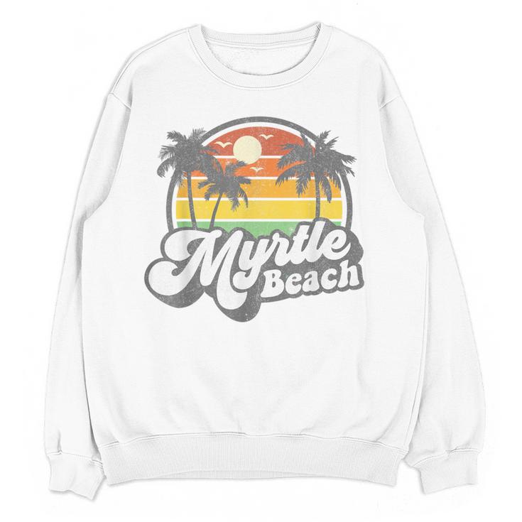 Myrtle Beach South Carolina Retro 70s Vintage Vacation Women Crewneck Sweatshirt, novelty gifts, funny gifts