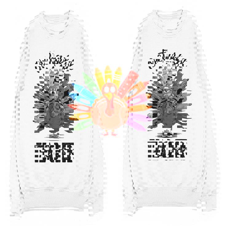 One Thankful Teacher Thanksgiving TurkeyCute Pencil Women Crewneck Sweatshirt, novelty gifts, funny gifts