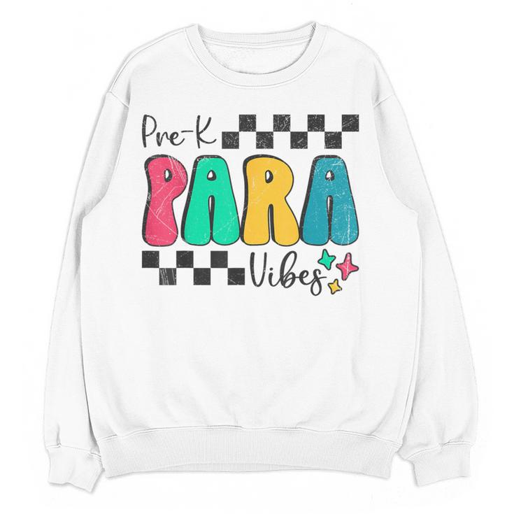 Pre-K Paraprofessional Teacher Back To School Vibes Women Crewneck Sweatshirt, novelty gifts, funny gifts Pre-K Paraprofessional Teacher Back To School Vibes Women Crewneck Sweatshirt, novelty gifts, funny gifts