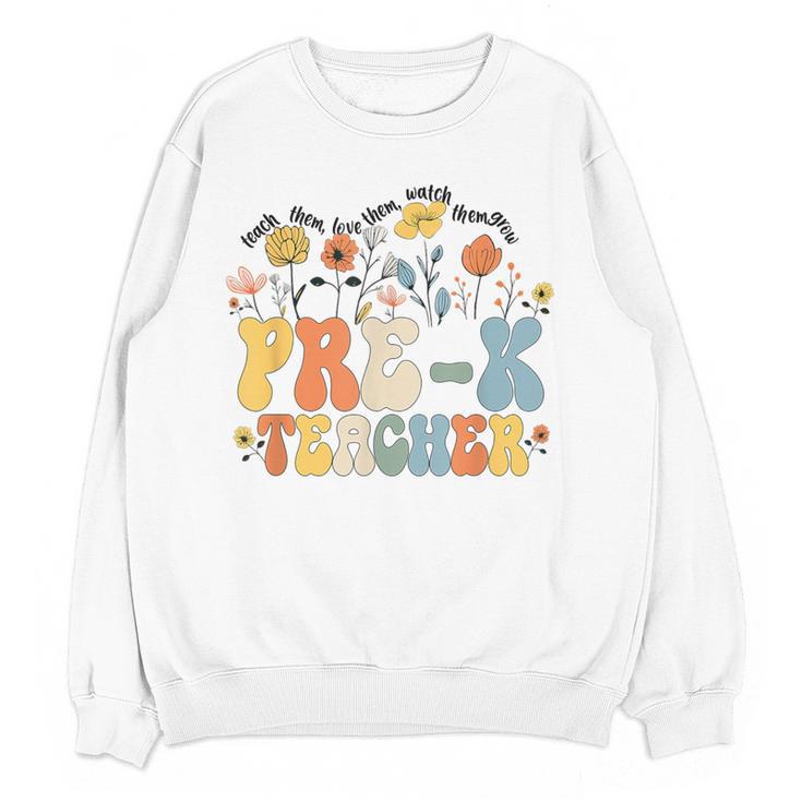 Pre-k Teacher Appreciation Teaching Wildflowers Women Crewneck Sweatshirt, novelty gifts, funny gifts Pre-k Teacher Appreciation Teaching Wildflowers Women Crewneck Sweatshirt, novelty gifts, funny gifts