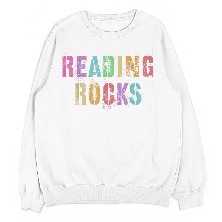 READING ROCKS English Teacher ELA ABCD Read Star Kinder Women Crewneck Sweatshirt, novelty gifts, funny gifts READING ROCKS English Teacher ELA ABCD Read Star Kinder Women Crewneck Sweatshirt, novelty gifts, funny gifts