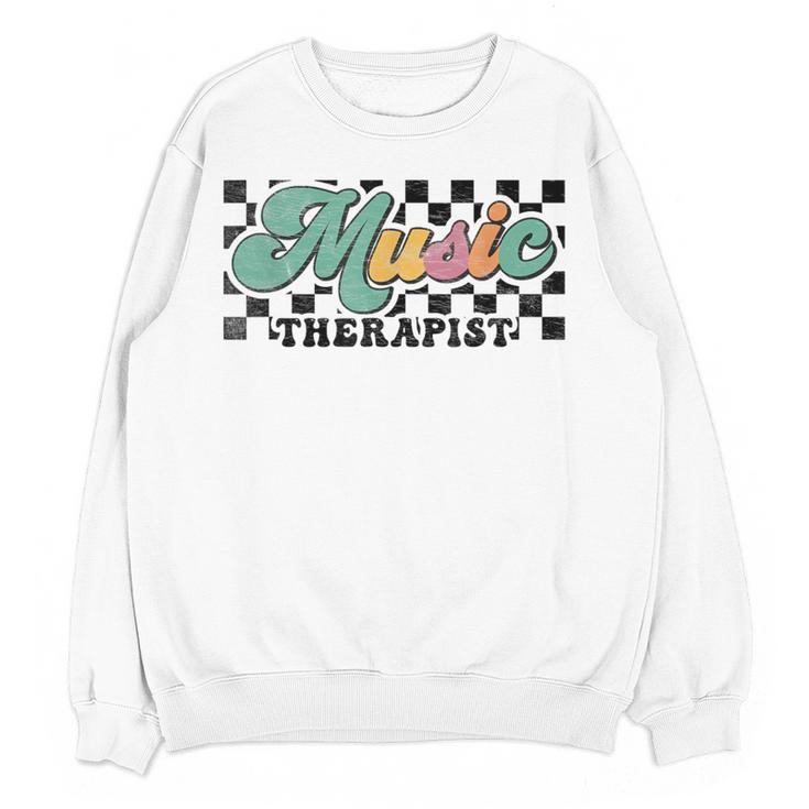 Retro Checkered Music Therapist Squad Music Therapy Teacher For Men Women Women Crewneck Sweatshirt, novelty gifts, funny gifts Retro Checkered Music Therapist Squad Music Therapy Teacher For Men Women Women Crewneck Sweatshirt, novelty gifts, funny gifts