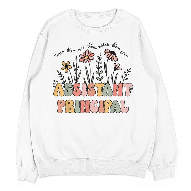 Retro Floral Assistant Principal Shirt For Teachers Day Women Crewneck Sweatshirt, novelty gifts, funny gifts