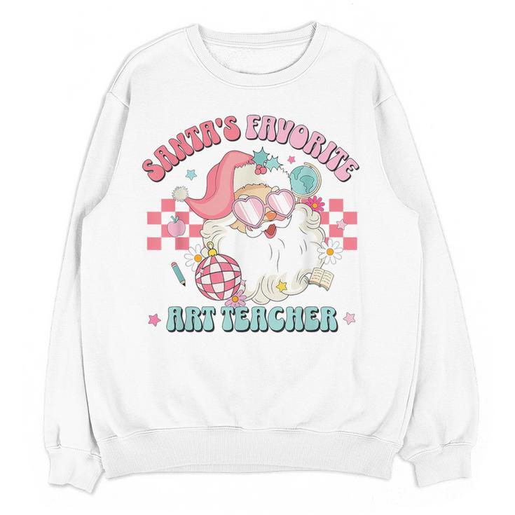Retro Pink Christmas Santa's Favorite Art Teacher Artist Women Crewneck Sweatshirt, novelty gifts, funny gifts Retro Pink Christmas Santa's Favorite Art Teacher Artist Women Crewneck Sweatshirt, novelty gifts, funny gifts